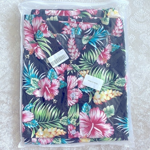 Brand New Hawaiian Shorts & Button Down Shirt 2-Piece Casual Set Tropical Floral - Picture 2 of 7